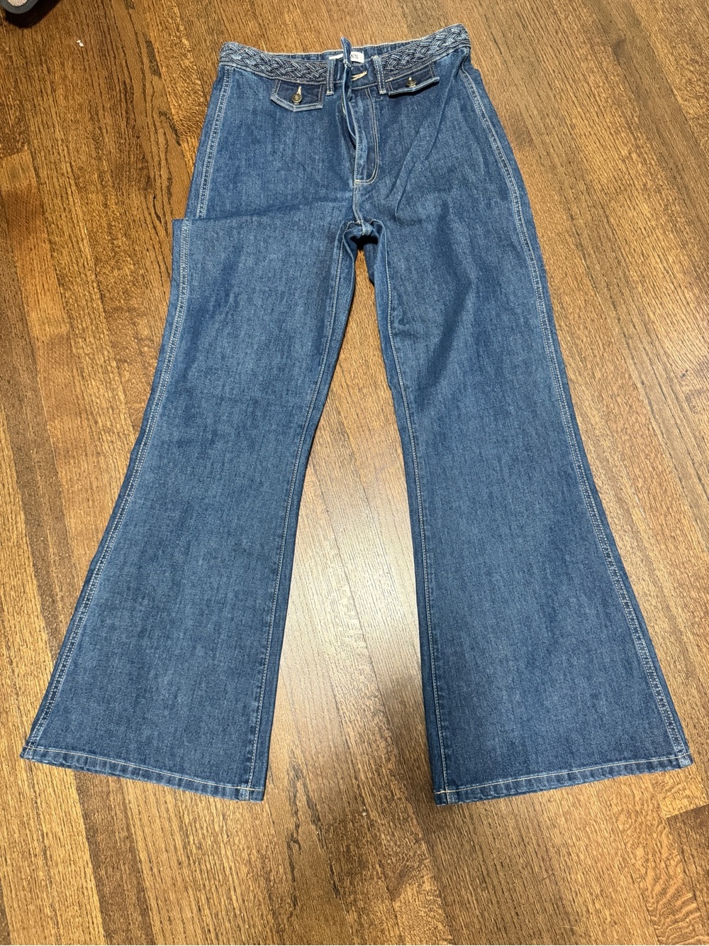 High-Rise Dark Blue Flared Women's Jeans